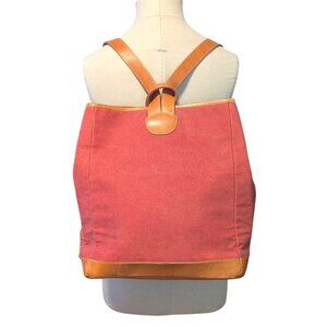 Sundance Tote Bag Backpack Leather & Washed Canvas Convertible Boho Pink Red